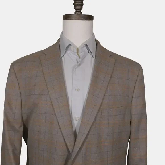 TOMMY HILFIGER Mens Sport Coat Blazer Mens 48R Beige Plaid - Picture 5 of 14